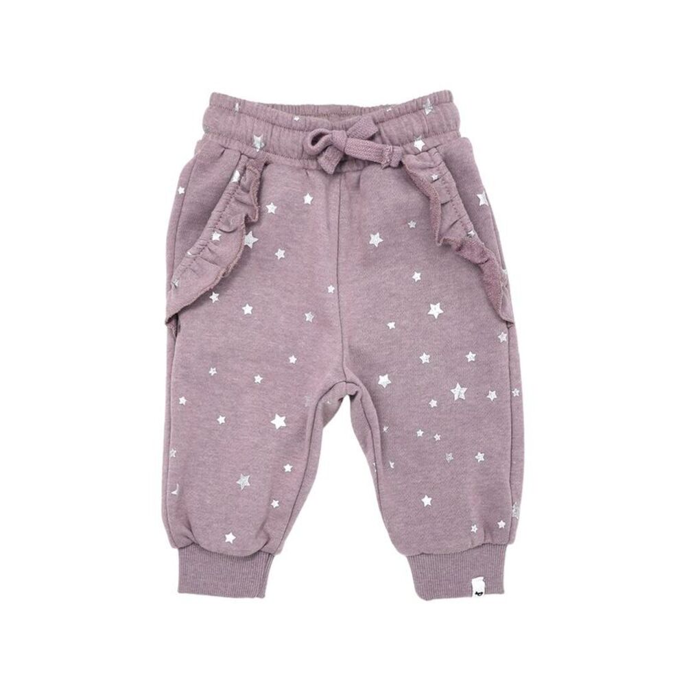 Oh Baby! Girls  Mini Silver Stars Ruffle Pocket Jogger